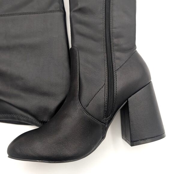 Wild Diva Cross-01 Over The Knee Low Chunky Block Heel Boots Size US5.5 EU36 - Picture 12 of 16